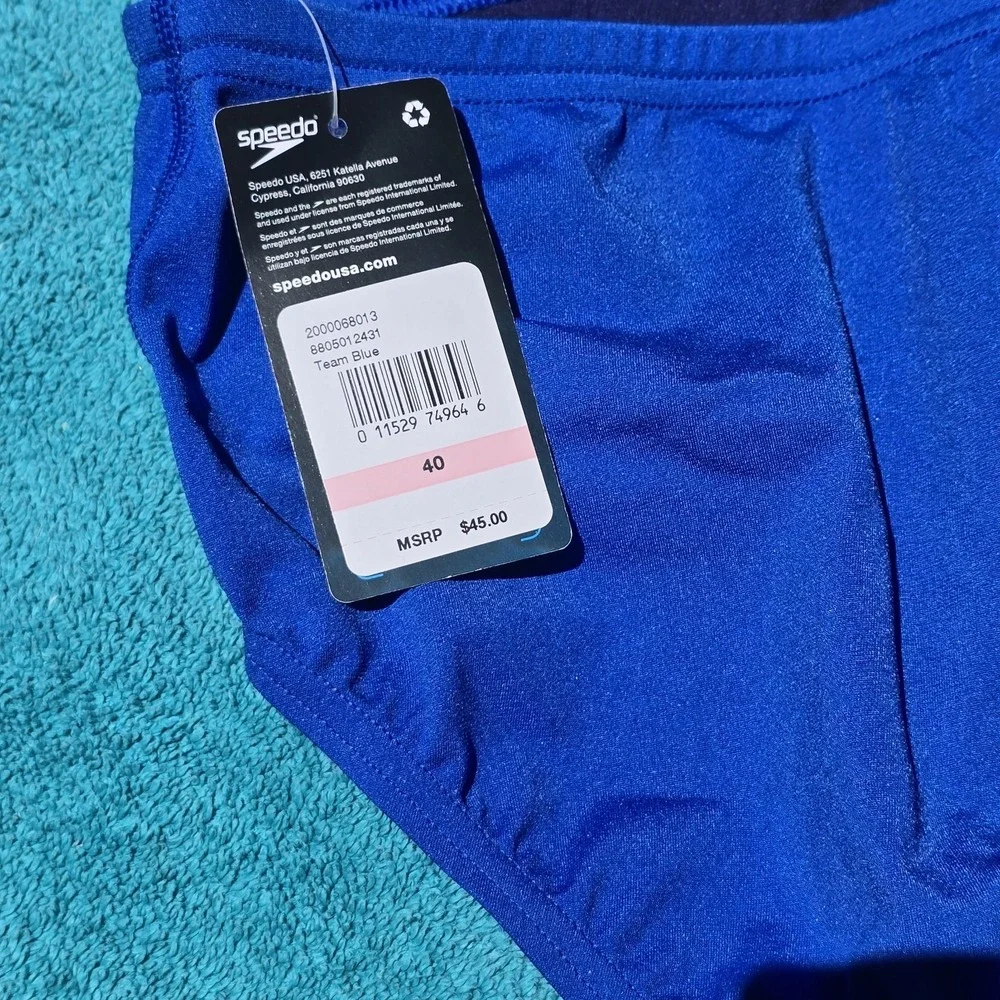 Speedo Men Royal blue Essential Endurance Swim Bikini Brief Swimwear Size 40 NWT